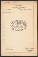 Photo:Havana Cuba 1891 La Australia Cigar Trademark Fernandez Corral Co picture