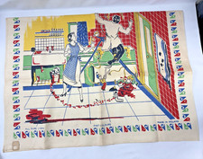 VTG 50s 60s Linen Dish Tea Towel Kitsch Mid Century MCM picture