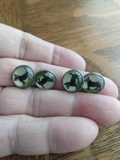 Antique Intaglio Glass( Goofus Glass) Scottie Dog Cuff Links Scottish Terrier picture