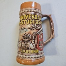UNIVERSAL STUDIOS CALIFORNIA GRAPHIC Vintage Ceramic Beer Stein JAPAN 1970's TAG picture