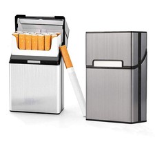 Case Brushed Metal Cigarette Case with Magnetic Switch Flip Closure,20 Capacity picture