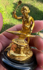 Antique Austrian Vienna Bronze Gilt Blacksmith Miniature Figure c1900 picture