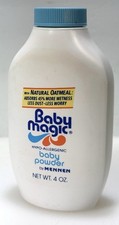 Vtg 1970s Baby Magic Talc Powder by Mennen 4oz Bottle Nursery Set Prop Full picture