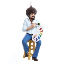 Bob Ross On Stool Painting Tree Ornament 4