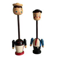 Vintage Wooden MAN & WOMEN SET Pencil With Sharpener toy RARE - MADE IN JAPAN picture