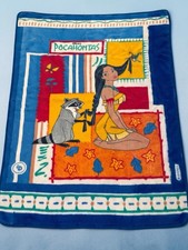 VTG 90s Disneys Pocahontas Meeko Fleece Blanket Kids Colorful Heavy Mint Cond picture