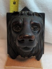 Vtg Detailed Hand Carved Wooden Lions Head 5 3/4 Inches Height 4 Inches Wide picture