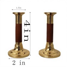 Vintage Baldwin Brass Candlestick Holders Walnut Base Non Tarnish picture