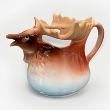 Vintage Austrian Moose Elk Creamer Pitcher Ceramic Figural Antler Cabin Decor picture