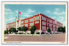 1936 US Flag, High School, Tulsa Oklahoma OK Vintage Posted Postcard picture