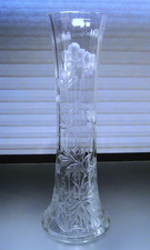 Antique Baccarat Crystal Vase Engraved Flowers Venetian Ribbed picture