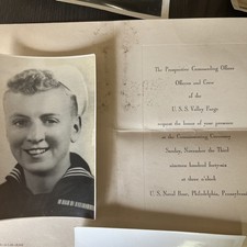 1946 Uss Valley Forge CV-45 Commissioning Program +90 Snapshot Photos BW picture