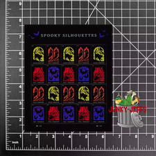 SHEET OF 20 FIRST CLASS LETTER STAMPS HALLOWEEN SPOOKY SILHOUETTES  2019 picture