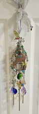 Kirks Folly Enamel Summer Fairy House Crystal Windchime Silver Tone picture