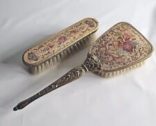 Vintage Brass  Hair Brush And Clothing Brush Embroidered  Ornate 1930-50s picture