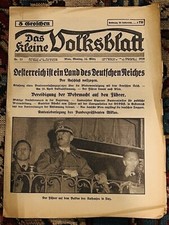WW2 Era Vienna Paper Monday, 14 March, 1938 - Austria Is Annexed By Germany picture