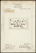 Photo:John G Lewis Bux Kin Pants Overalls Trade Mark 1892 Buffalo NY picture