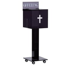 Religious Acrylic Floor Standing Donation Box with Locking Casters & Wheels picture