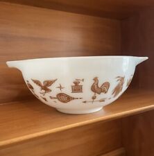 Vintage Pyrex Early American 2 1/2 Quart Mixing Bowl #443 Brown on White - CAT picture