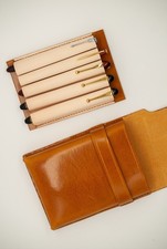 Vegetable‑Tanned Full‑Grain Leather Pull‑Out Pen Box Holds 5 Fountain Pens picture