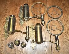 Three rare Wall Mount Manhattan Brass Student Lamp Parts or Repair picture