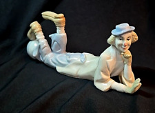 Rare Vintage Porcelain Clown Reclining with Ball Figurine Statue picture