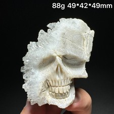 88G Natural white crystal cluster mineral specimen hand-carved skull picture