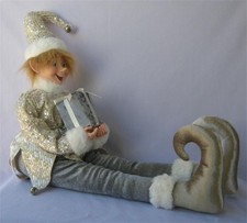 Large Rachel Zoe Christmas Elf Fairy Doll Richly Decorated  Gold Gray White picture