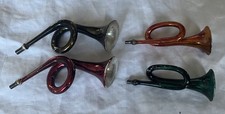 Lot 4 ANTIQUE VTG Blown Glass FRENCH HORN TROMBONE Christmas Ornaments Germany picture