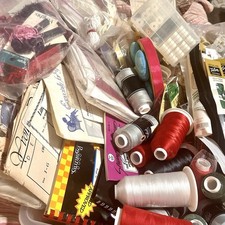 Huge 15 Lb Vtg Sewing Supplies Lot Tools Needles Thread Patterns Notions Kits ++ picture