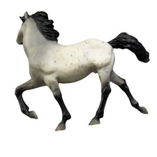 Vintage 1985 Bob Scriver Gray Horse Statue Figurine Black Mane Tail Collectible picture