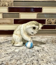 Vintage Lefton Bone China Kitty Cat Playing with Ball Figurine picture