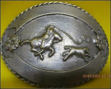 LARGE 1960 FINALS CHAMPION SOLID STERLING SILVER Ricardo Denver Belt Buckle picture