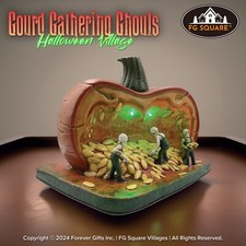 Gourd Gathering Ghouls Pumpkin Theme Spooky Halloween Village Decor 6x8x6
