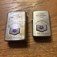 2 Vtg 1962 Vietnam Era penguin lighter Luzon Philippines Clark AFB NCO Mess picture