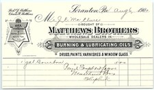 1900 Scranton PA Matthews Bros. Billhead - 1 gal Bourbon picture