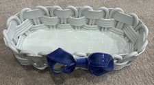 Large VTG Shafford Italy Braided Ceramic Basket Decorative Hand Painted Bread picture
