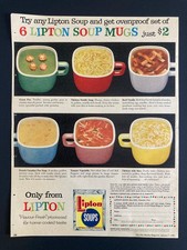 1961 CANADA CANADIAN AD LIPTON SOUP MUGS PREMIUM LIKE FIREKING GLASBAKE picture