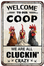 Funny Chicken Coop Metal Sign 12x8 In Rooster Decor Gift picture