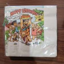 Vintage Reed Flintstones Happy Birthday Napkins 1980 C.A. Reed Inc 20 CT  picture