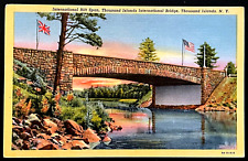 Thousand Islands New York Rift Span Bridge 1952 Vintage Linen NY Postcard picture