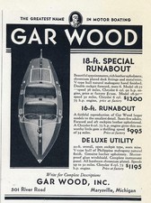 Magazine Ad - 1935 - Gar Wood Inc. - Marysville, MI - 18' Runabout picture
