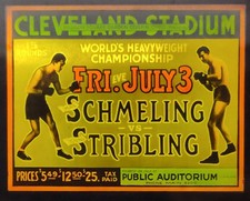 1931 RARE Lantern Slide Max Schmeling Young Stribling Boxing Match Advertising + picture