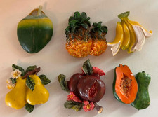 Vintage Magnets Refrigerator Kitschy Fruit Vegetable Kitchen Food Lot Of 6 3D picture