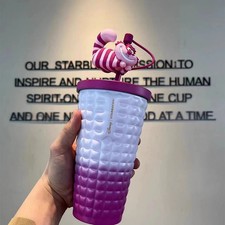2024China Starbucks Disney In the Wonderland Alice Cheshire cat 20oz SS Sraw Cup picture