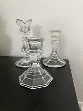 Set of 3 Clear Glass Taper Candle Holders picture
