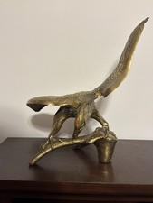 vintage mid-century brass bald eagle sculpture Perched picture