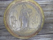 Vintage paperweight wood & metal Fritzsche Bros. 75 years  1871-1946         Z35 picture