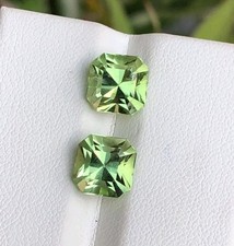 5.25ct Natural Lime Green Peridot Gemstone Pair Cushion Cut Loose Gems August Bi picture