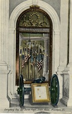 Gettysburg Gun & Battle Flags State House Providence RI Rhode Island picture